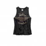 Women's Black Destroyed Studded Tank