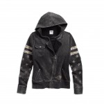 Women's Black Distressed Biker Hoodie