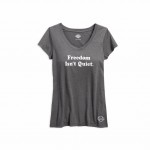 Women's Steel Grey Freedom Isn't Quiet V-Neck Tee